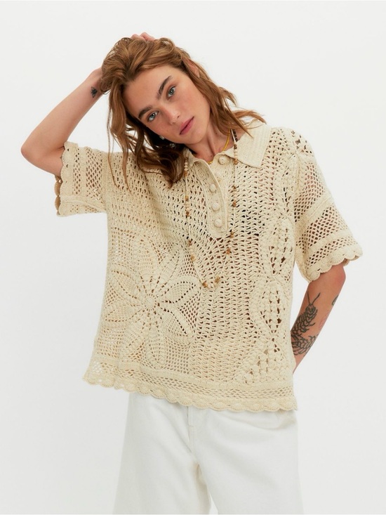 Free People Tops - Free People Dahlia Crochet Polo